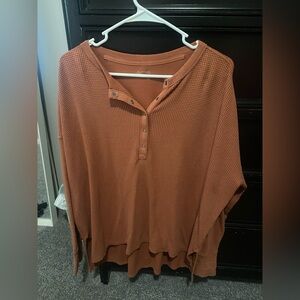 NWOT Rust Orange Aerie Waffle Knit Long sleeve